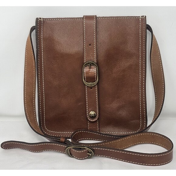 Patricia Nash Venezia Smooth Heritage Brown Crossbody Saddle Purse - Picture 1 of 16